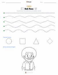Vista previa de la hoja de trabajo imprimible de Bob Ross