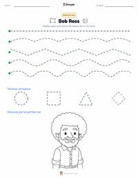 Prabaca lembar kerja cetak Bob Ross