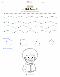 Bob Ross yazdırılabilir çalışma sayfası önizlemesi