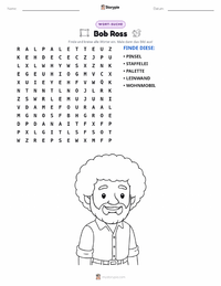 Bob Ross druckbare Arbeitsblatt Vorschau