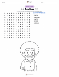 Vista previa de la hoja de trabajo imprimible de Bob Ross