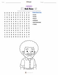Prabaca lembar kerja cetak Bob Ross