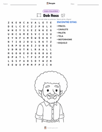Prévia da folha de atividades imprimível Bob Ross