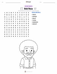 Bob Ross yazdırılabilir çalışma sayfası önizlemesi