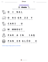 Aperçu de la feuille de travail imprimable Alaska