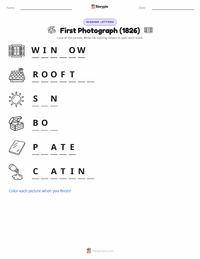 First Photograph (1826) printable worksheet preview