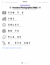 Aperçu de la feuille de travail imprimable Première Photographie