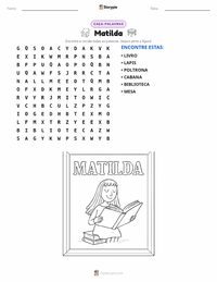 Prévia da folha de atividades imprimível Matilda (romance)