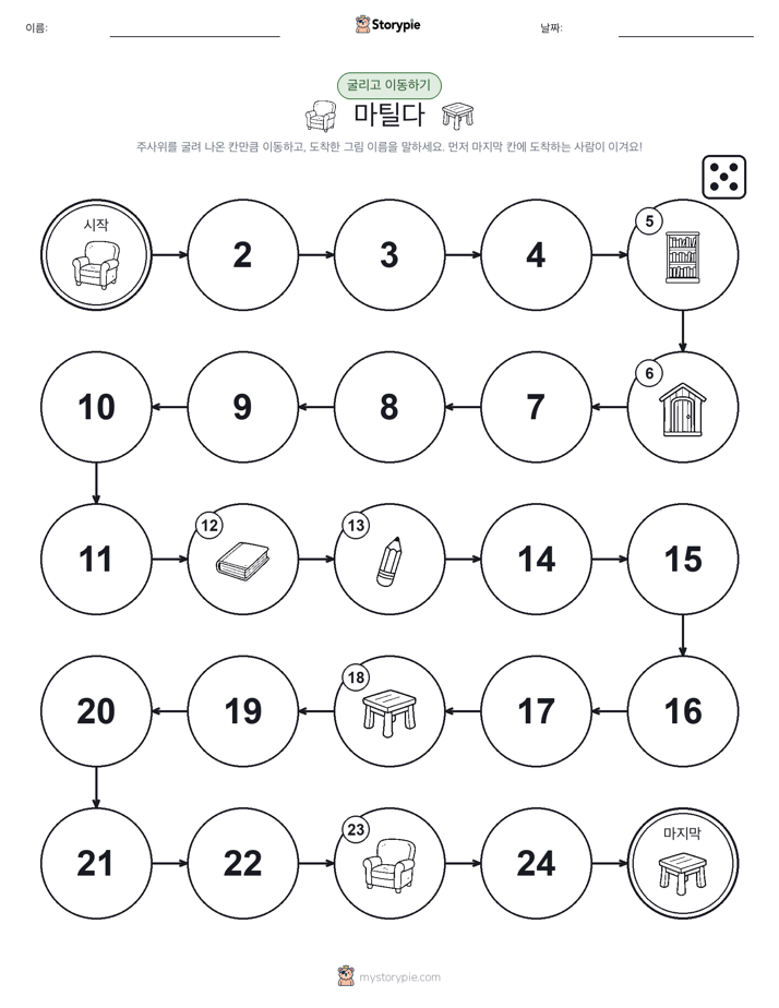주사위 굴리고 이동하기 게임