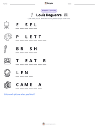 Louis Daguerre printable worksheet preview