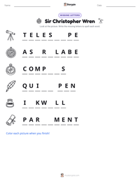 Sir Christopher Wren printable worksheet preview