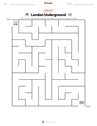 London Underground afdrukbare werkblad voorbeeld