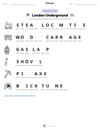 London Underground printable worksheet preview