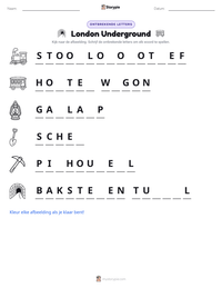 London Underground afdrukbare werkblad voorbeeld