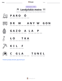 Podgląd drukowalnego arkusza ćwiczeń Londyńskie metro