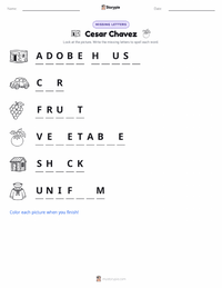 Cesar Chavez printable worksheet preview