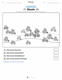 Bicycle printable worksheet preview