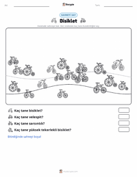 Bisiklet yazdırılabilir çalışma sayfası önizlemesi