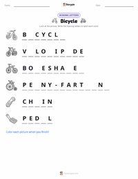Bicycle printable worksheet preview
