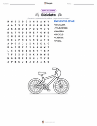Vista previa de la hoja de trabajo imprimible de Bicicleta
