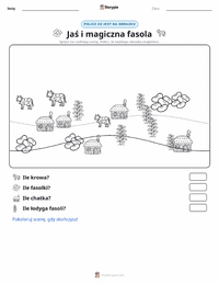 Podgląd drukowalnego arkusza ćwiczeń Jaś i magiczna fasola - Angielski