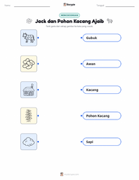 Prabaca lembar kerja cetak Jack dan Pohon Kacang - Bahasa Inggris