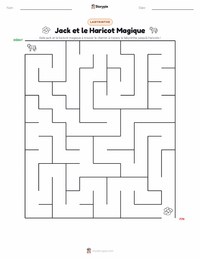 Aperçu de la feuille de travail imprimable Jack et le Haricot Magique - Anglais