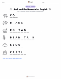 Jack and the Beanstalk - English printable worksheet preview