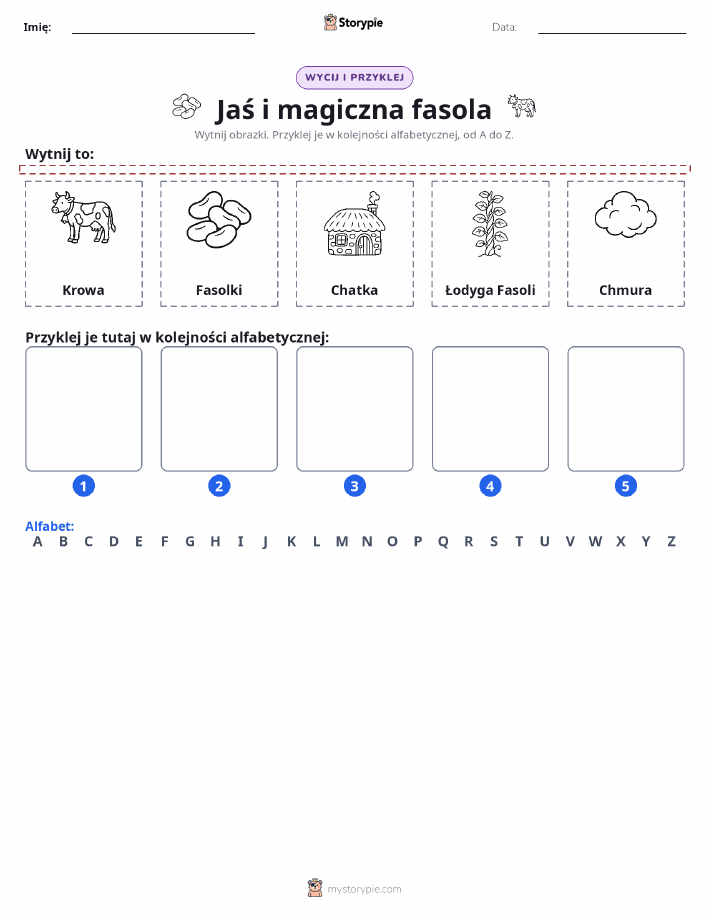 Wytnij i Wklej Alfabet