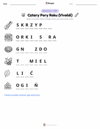 Podgląd drukowalnego arkusza ćwiczeń Cztery pory roku (Vivaldi)