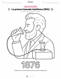 Página para colorear de Primera Llamada Telefónica (1876) para niños