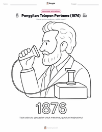 Halaman mewarnai Panggilan Telepon Pertama (1876) untuk anak-anak