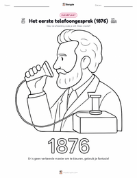 Eerste telefoongesprek (1876) afdrukbare werkblad voorbeeld