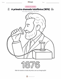 Página de colorir Primeira Chamada Telefónica (1876) para crianças