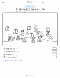 最初の電話通話 (1876年) の印刷可能ワークシートプレビュー