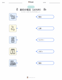 最初の電話通話 (1876年) の子供向け印刷可能ワークシート