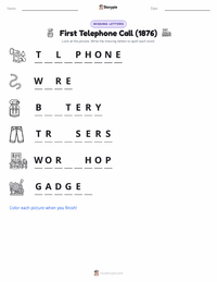 First Telephone Call (1876) printable worksheet preview