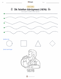 İlk Telefon Görüşmesi (1876) yazdırılabilir çalışma sayfası önizlemesi