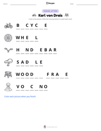 Karl von Drais printable worksheet preview