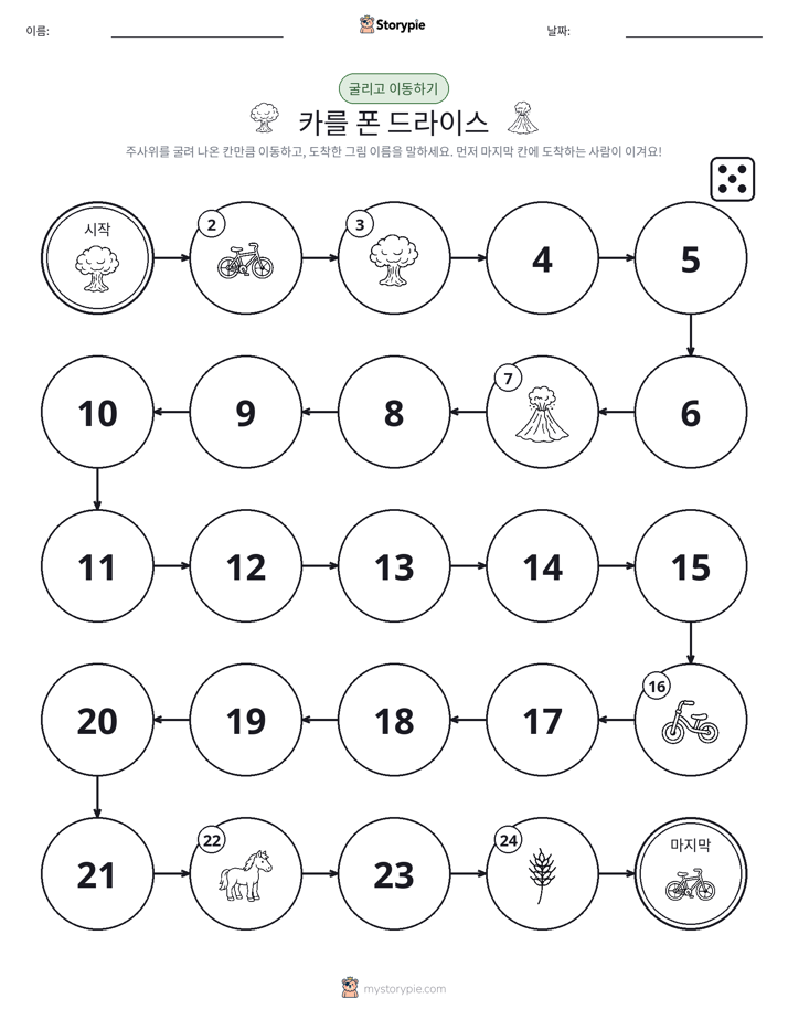 주사위 굴리고 이동하기 게임