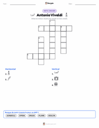 Aperçu de la feuille de travail imprimable Antonio Vivaldi