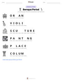 Baroque Period printable worksheet preview