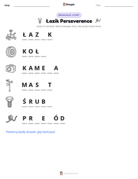 Podgląd drukowalnego arkusza ćwiczeń Łazik Perseverance