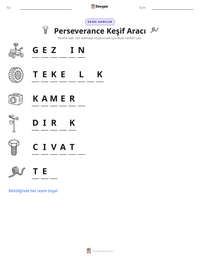 Perseverance Keşif Aracı yazdırılabilir çalışma sayfası önizlemesi