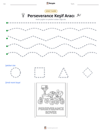 Perseverance Keşif Aracı yazdırılabilir çalışma sayfası önizlemesi