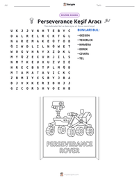 Perseverance Keşif Aracı yazdırılabilir çalışma sayfası önizlemesi