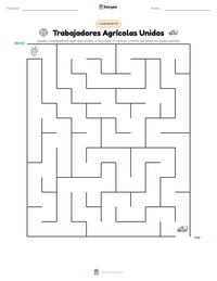 Vista previa de la hoja de trabajo imprimible de Trabajadores Agrícolas Unidos