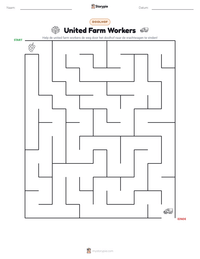 United Farm Workers afdrukbare werkblad voorbeeld