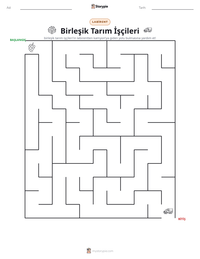 Birleşik Tarım İşçileri yazdırılabilir çalışma sayfası önizlemesi