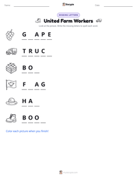 United Farm Workers printable worksheet preview